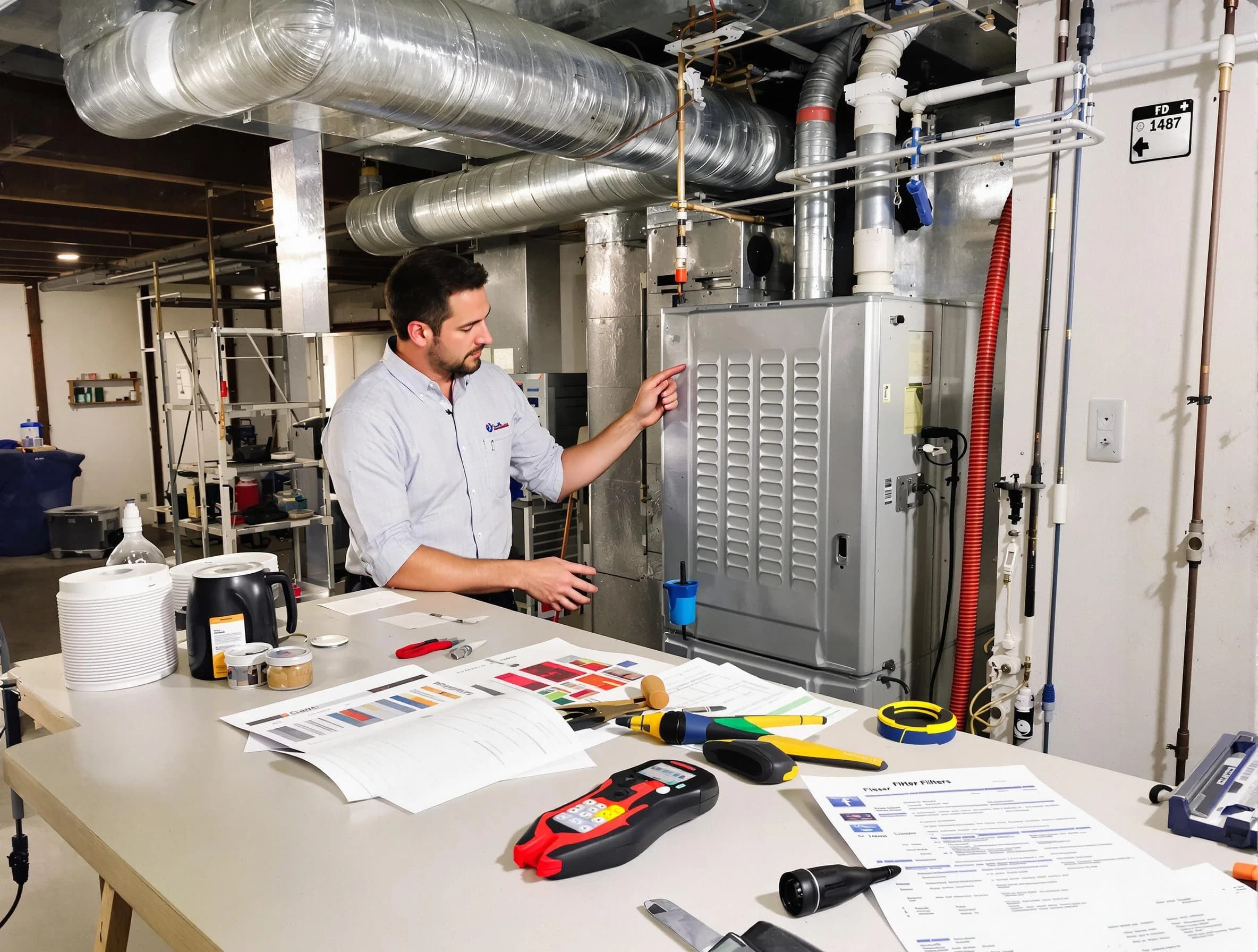 Upper St. Clair Air Duct Cleaning inspector conducting detailed filter system evaluation using professional diagnostic tools in Upper St. Clair