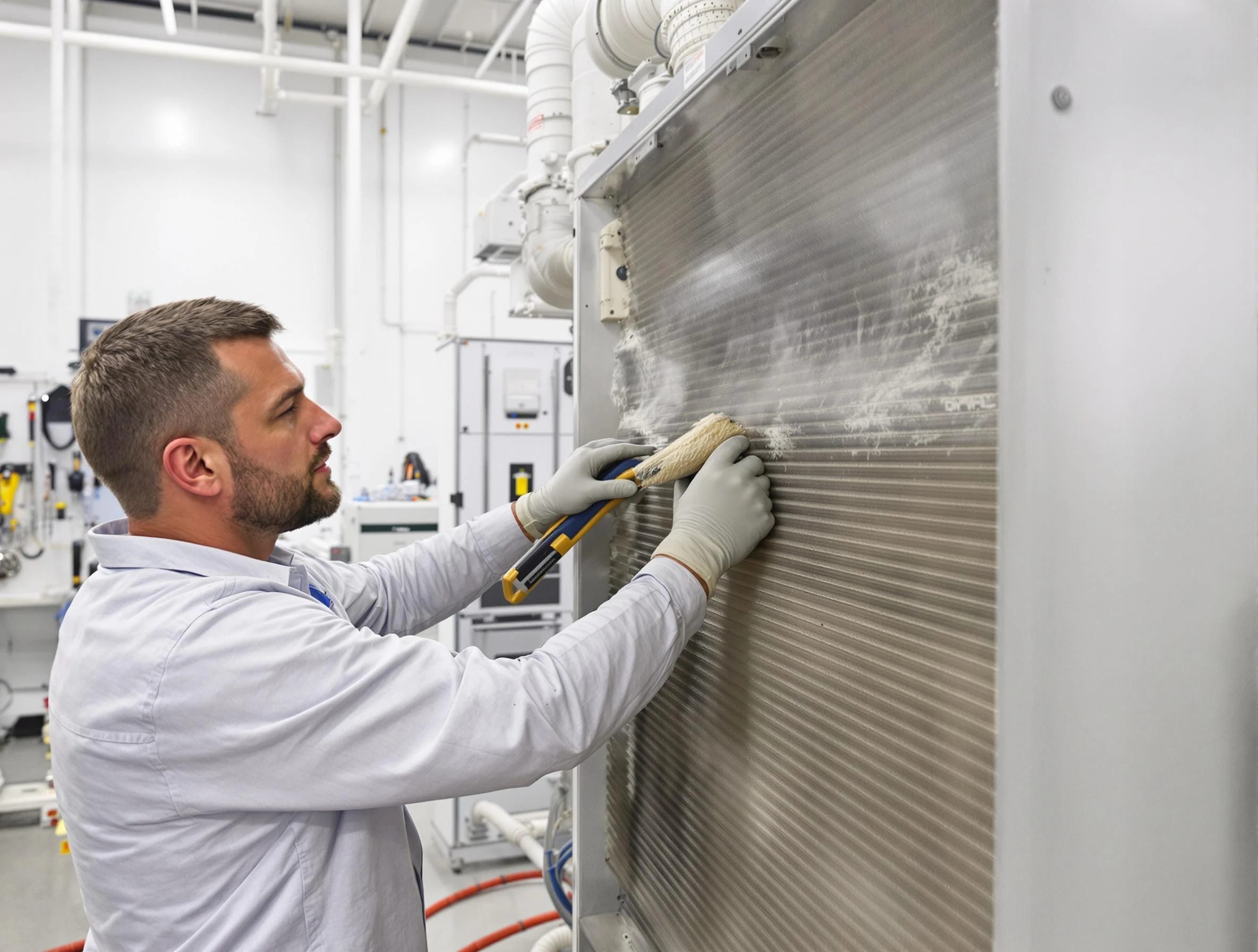 Upper St. Clair Air Duct Cleaning technician performing precision commercial coil cleaning at a Upper St. Clair business
