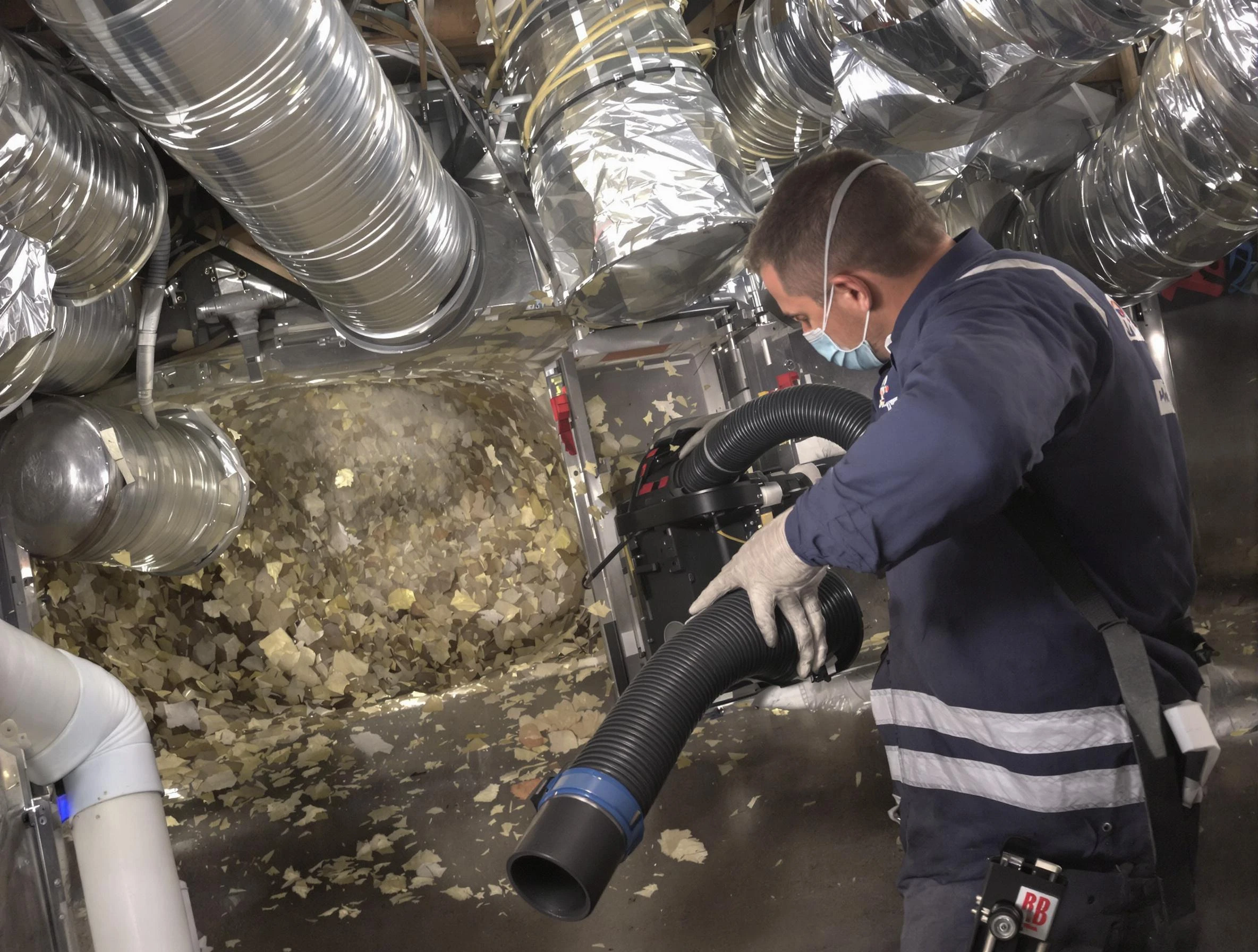 Upper St. Clair Air Duct Cleaning specialist operating negative pressure cleaning equipment for thorough duct maintenance in Upper St. Clair