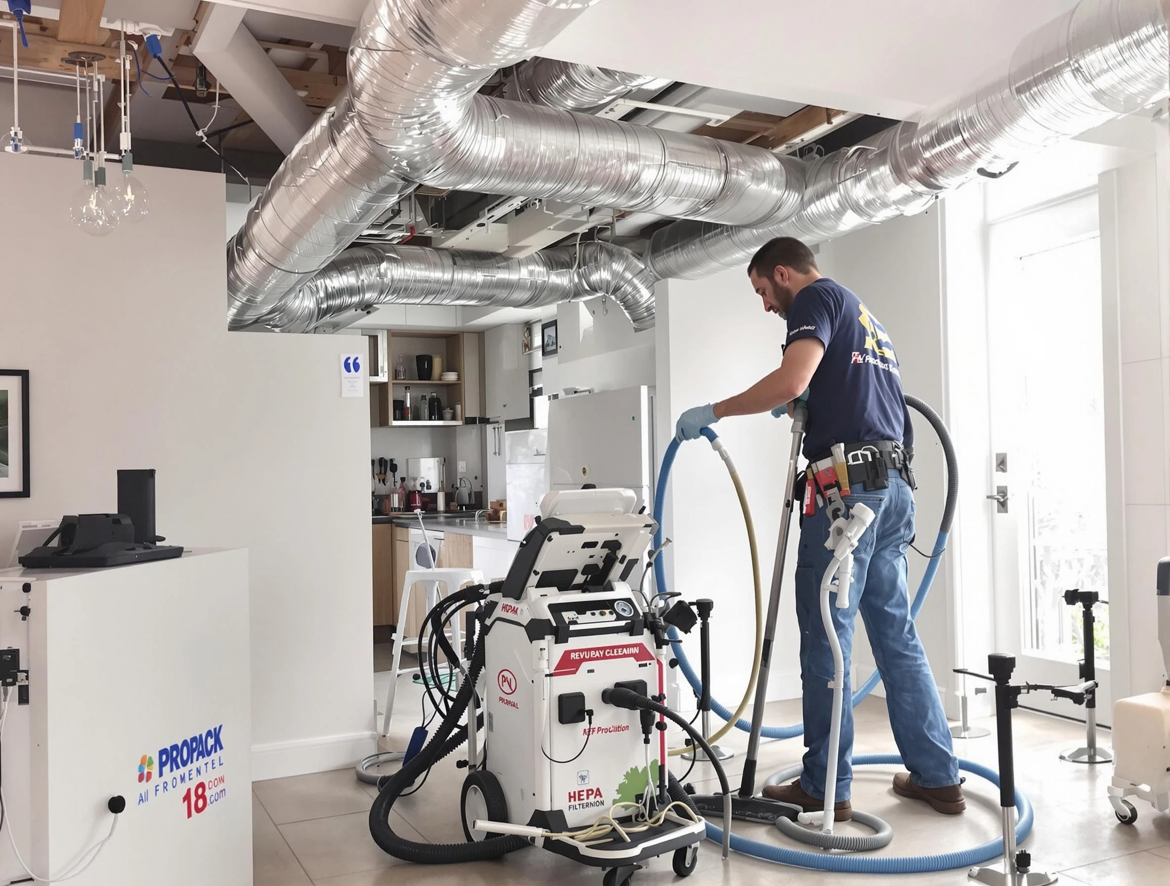 Upper St. Clair Air Duct Cleaning technician performing advanced pure duct cleaning with specialized equipment in Upper St. Clair